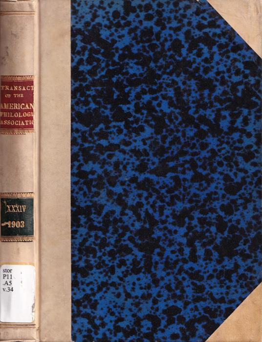 Transactions and proceedings of the american philological association, volume XXXIV, 1903 - copertina