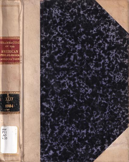 Transactions and proceedings of the american philological association, volume XXXV, 1904 - copertina