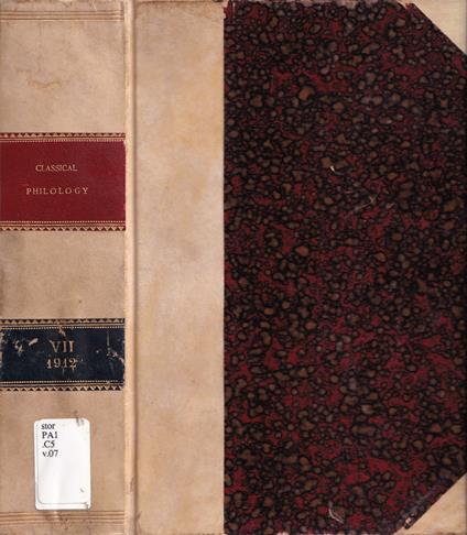 Classical philology, volume VII, anno 1912 - copertina