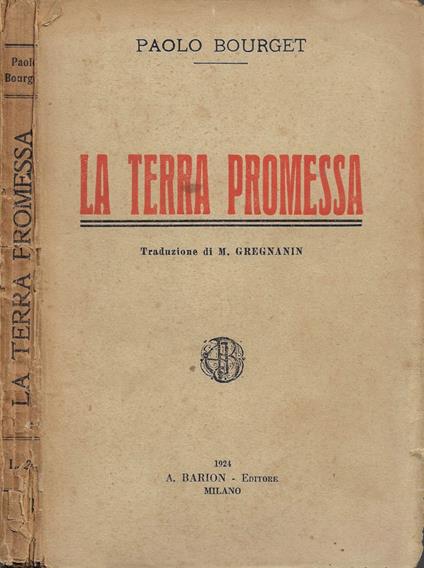 La Terra Promessa - Paul Bourget - copertina