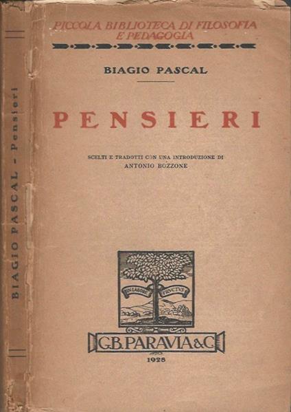Pensieri - Blaise Pascal - copertina