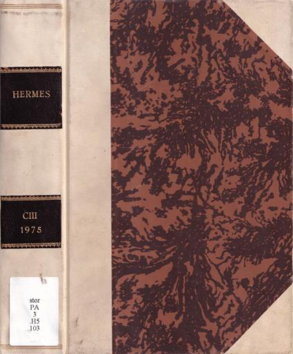 Hermes, volume CIII, anno 1975 - copertina