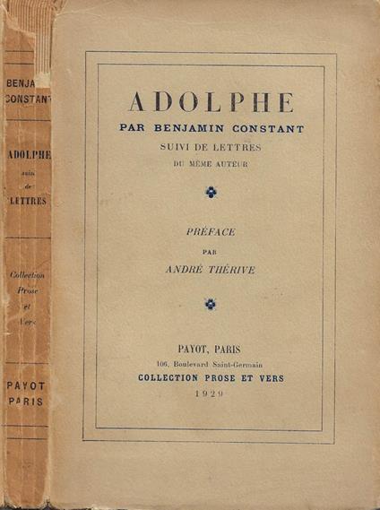 Adolphe (suivi de Lettres choisies) - Benjamin Constant - copertina