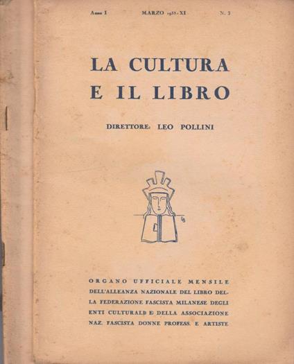 La cultura e il libro anno I, n 3,4 marzo, aprile 1933 - Leo Pollini - copertina