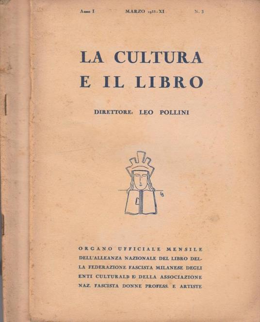 La cultura e il libro anno I, n 3,4 marzo, aprile 1933 - Leo Pollini - copertina