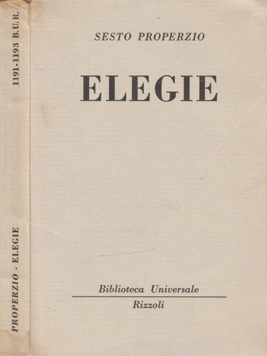 Elegie - Sesto Properzio - copertina