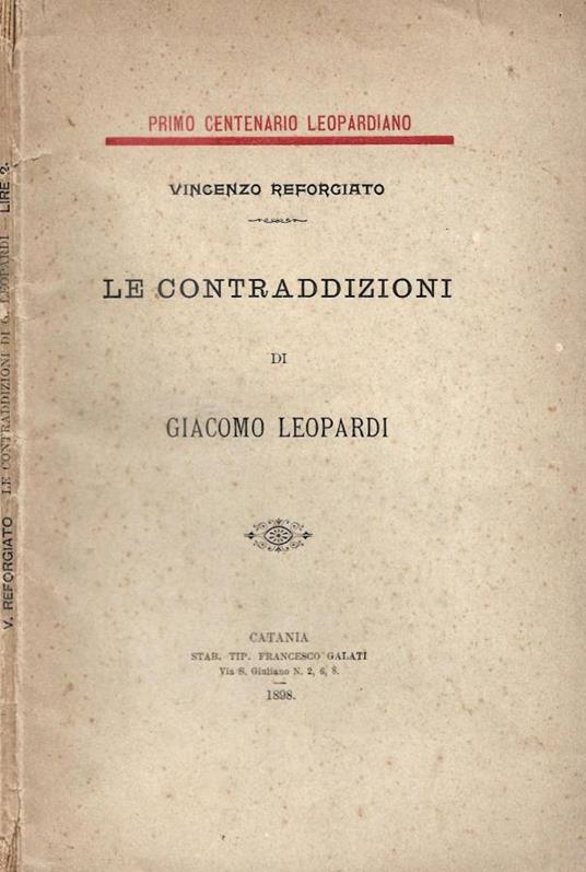 Le contraddizioni di Giacomo Leopardi (Autografo) - Vincenzo Reforgiato - copertina
