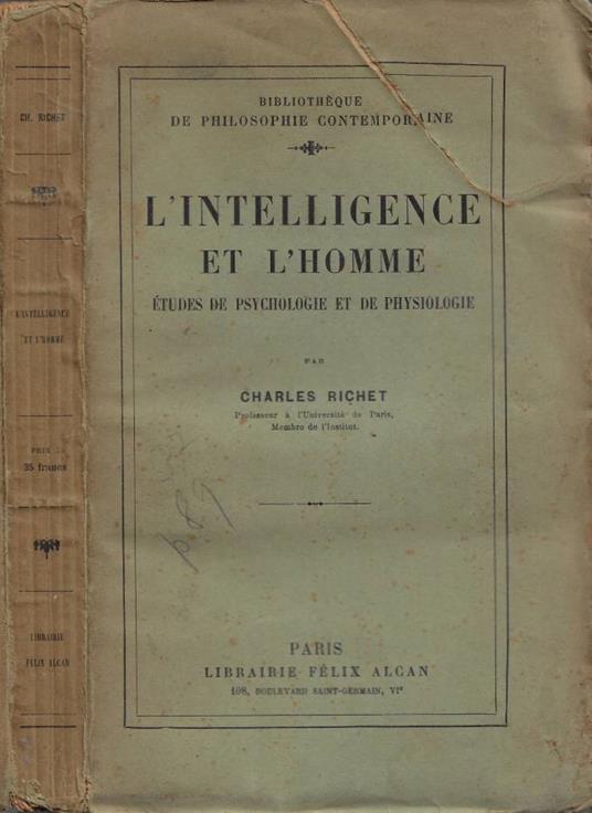 L' Intelligence et l'homme - Charles Richet - copertina