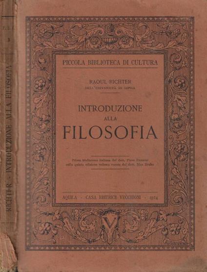 Introduzione alla filosofia - Raoul Richter - copertina
