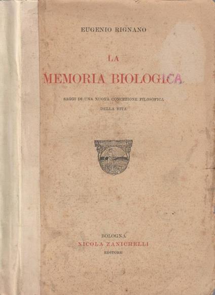 La memoria biologica - Eugenio Rignano - copertina