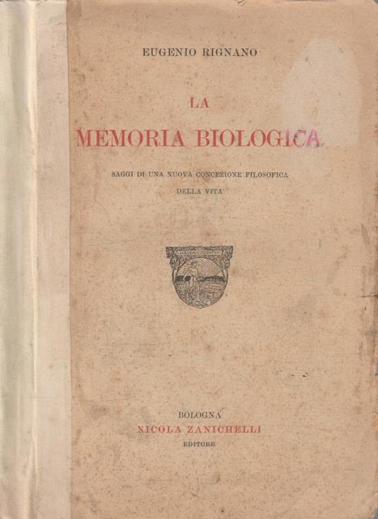 La memoria biologica - Eugenio Rignano - copertina
