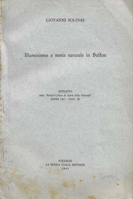 Illuminismo e storia naturale in Buffon - Giovanni Solinas - copertina