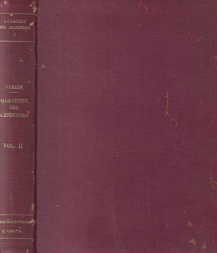 Questioni del leninismo Vol. II - Stalin - copertina