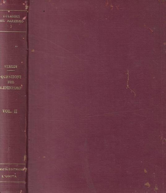 Questioni del leninismo Vol. II - Stalin - copertina