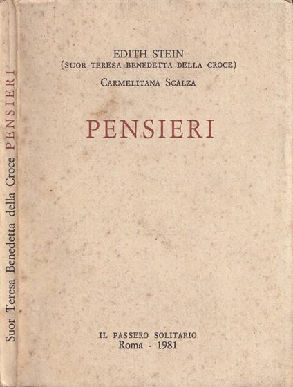 Pensieri - Edith Stein - copertina