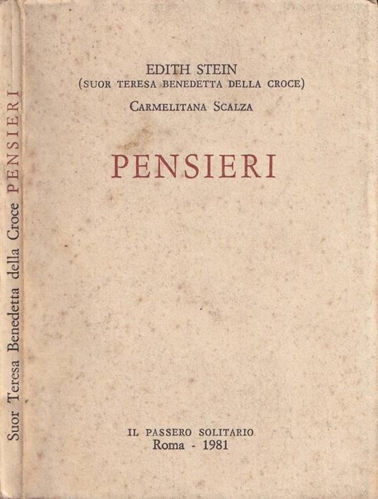 Pensieri - Edith Stein - copertina
