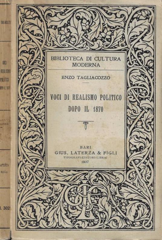 Voci di realismo politico dopo il 1870 - Enzo Tagliacozzo - copertina