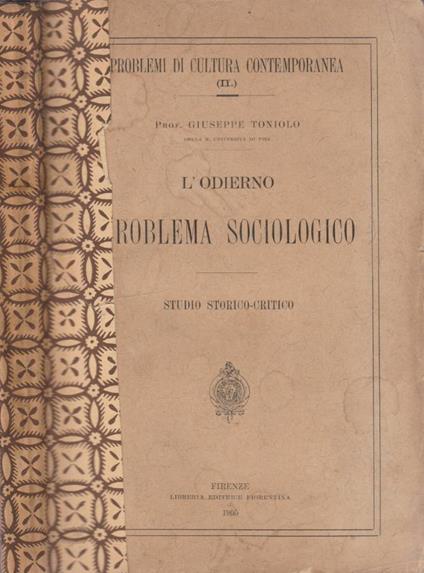 L' odierno problema sociologico - Giuseppe Toniolo - copertina