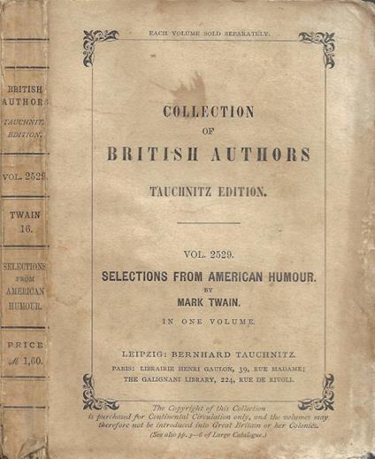 Selections from American Humour - Mark Twain - copertina