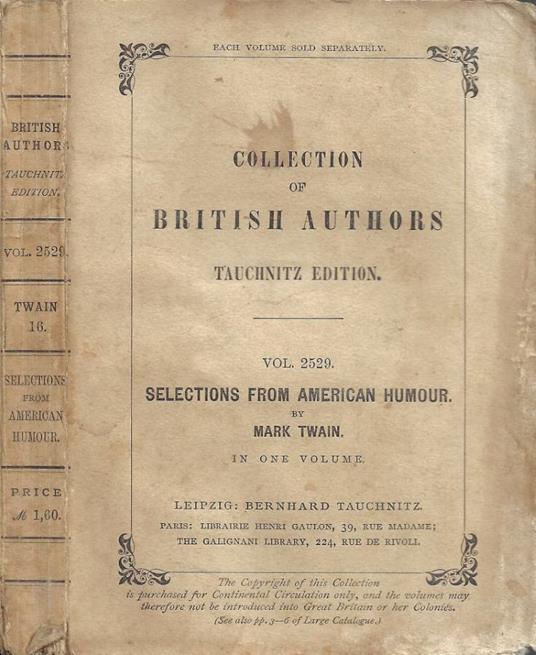 Selections from American Humour - Mark Twain - copertina