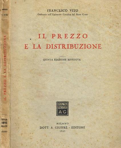 Il prezzo e la distribuzione - Francesco Vito - copertina