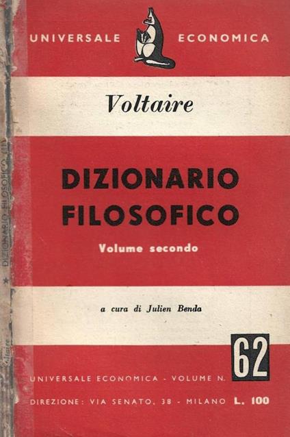Dizionario filosofico. Volume secondo - Voltaire - copertina