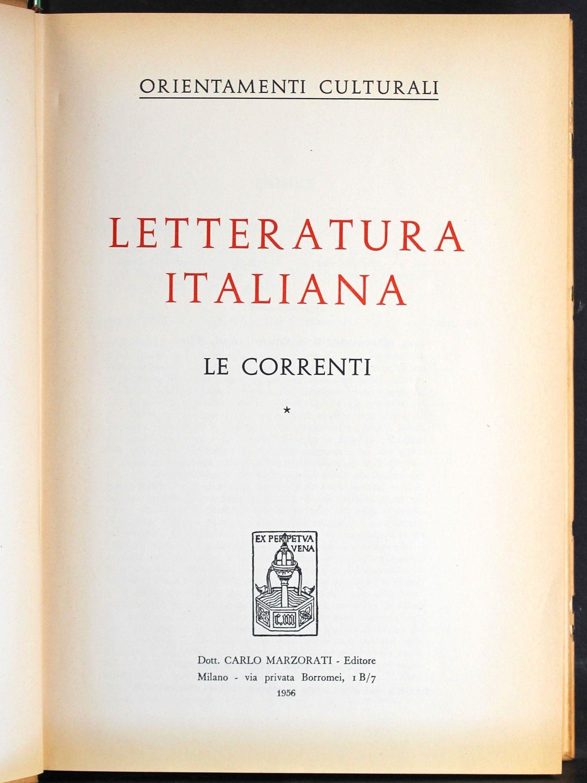 Letteratura italiana. Le correnti. Vol 1-2
