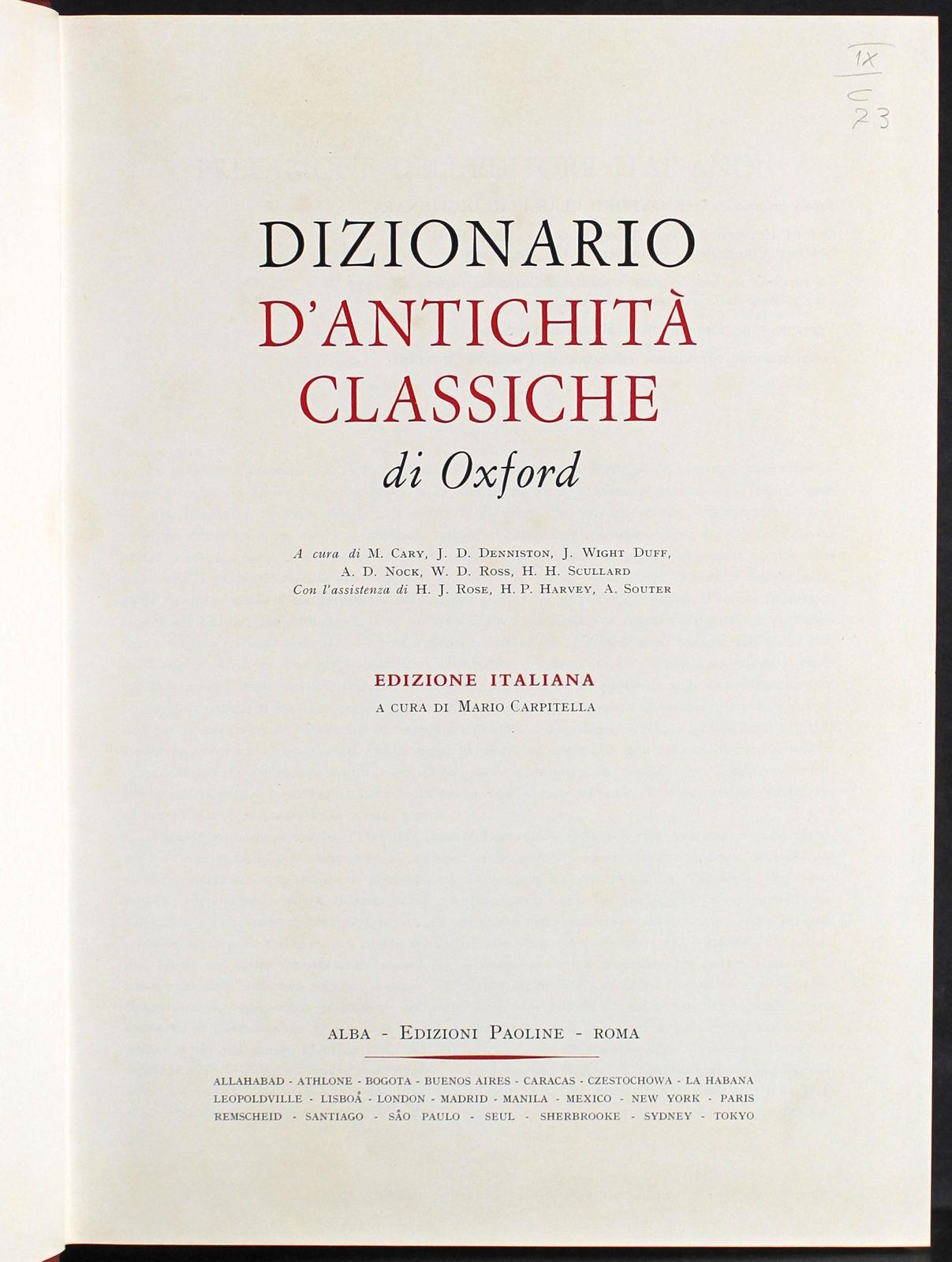 Dizionario di antichità classiche. 3 Volumi