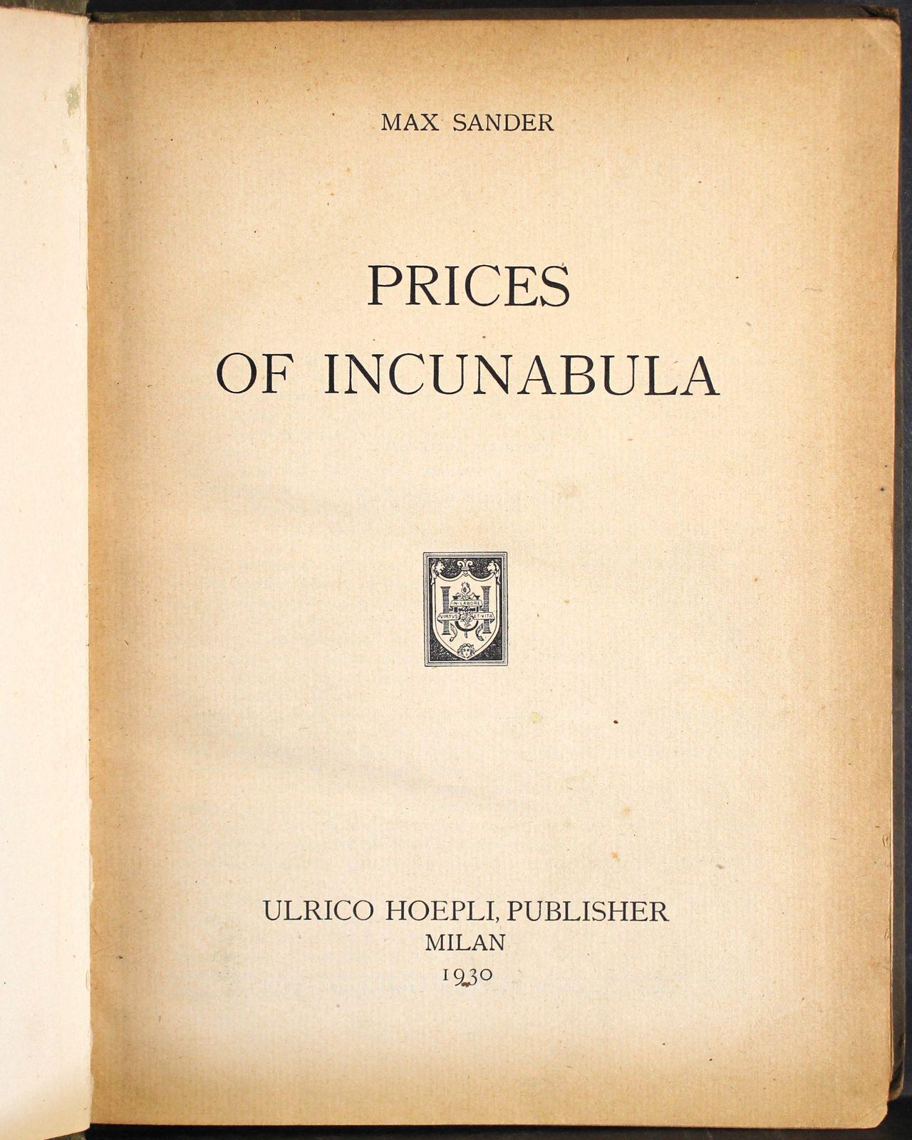 Prices of incunabula