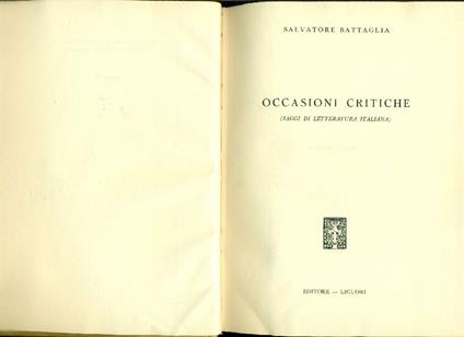 Occasioni critiche - copertina