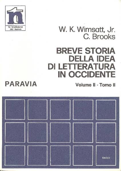 Breve storia della idea di letteratura in Occidente. Vol. II - copertina