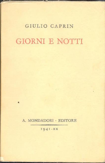 Giorni e notti - Giulio Caprin - copertina