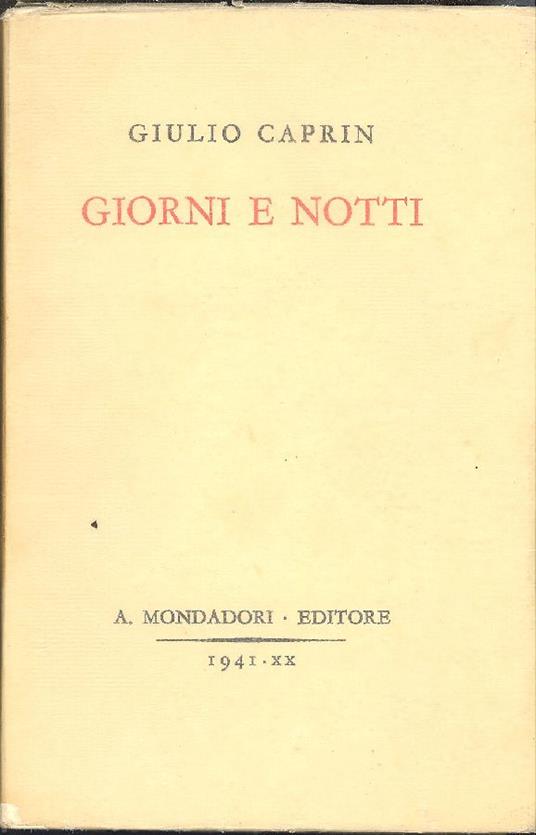Giorni e notti - Giulio Caprin - copertina