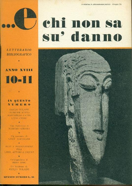 E chi non sa su' danno. Ottobre - Novembre 1949, Anno XVIII, N. 10/11 - copertina