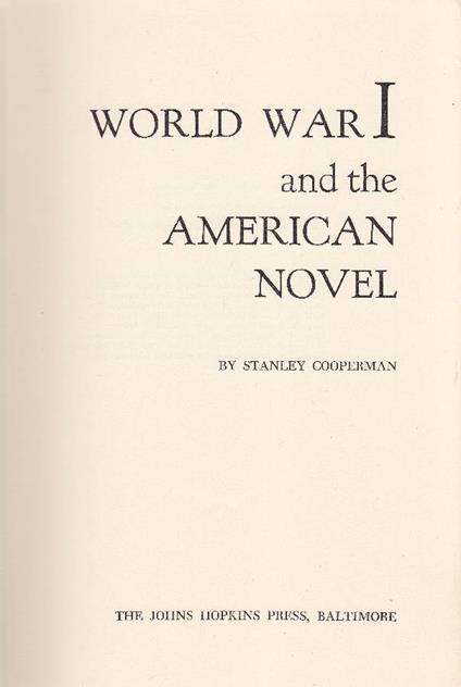 World War I and the American Novel - copertina