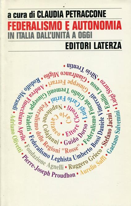 Federalismo e autonomia in Italia dall'unità a oggi - copertina