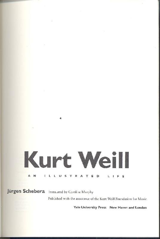 Kurt Weill. An illustrated life - copertina