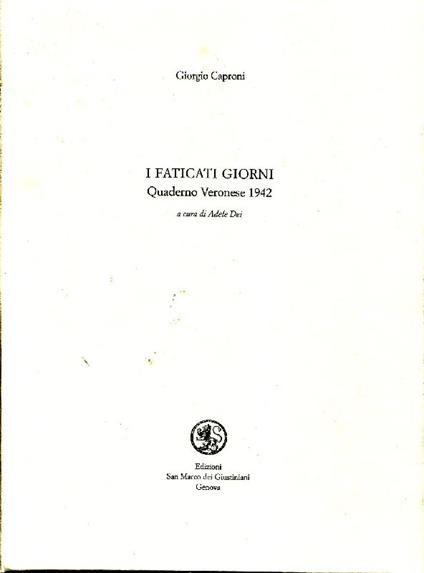 I faticati giorni - copertina