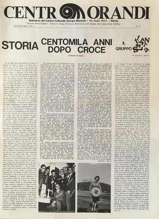 Centro Morandi. Notiziario del Centro Culturale Giorgio Morandi. N.8 - copertina
