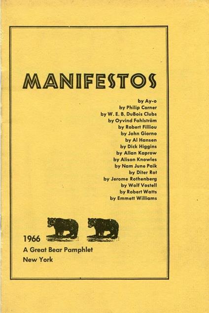Manifestos. A Great Bear Pamphlet - copertina