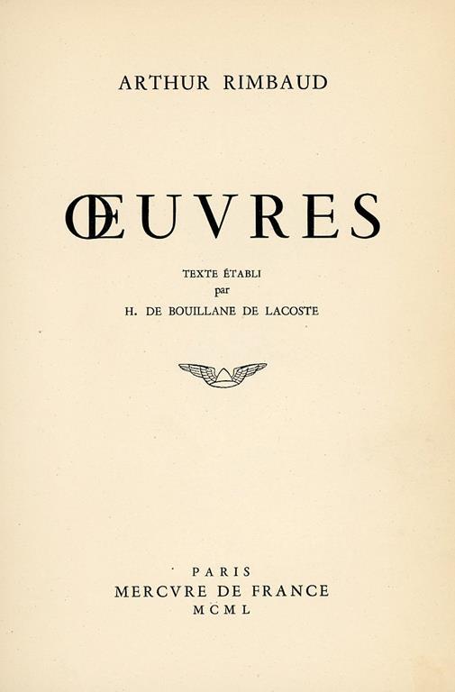 Oeuvres - Arthur Rimbaud - copertina