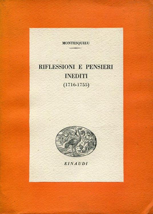 Riflessioni E Pensieri Inediti (1716-1755) - Charles L. de Montesquieu - copertina