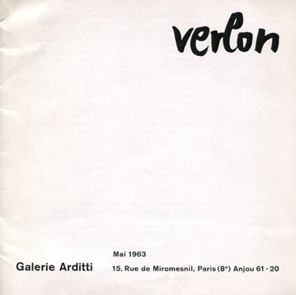 Verlon, Brochure di mostra, Paris, 1963 - André Verlon - copertina