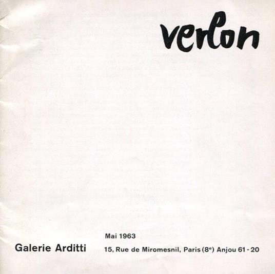 Verlon, Brochure di mostra, Paris, 1963 - André Verlon - copertina
