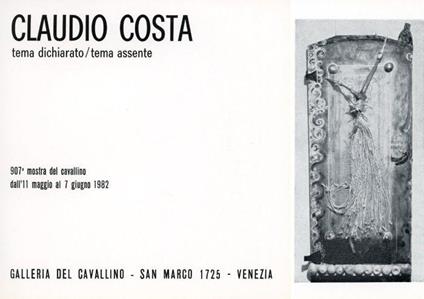 Claudio Costa. Tema dichiarato / Tema assente - Claudio Costa - copertina