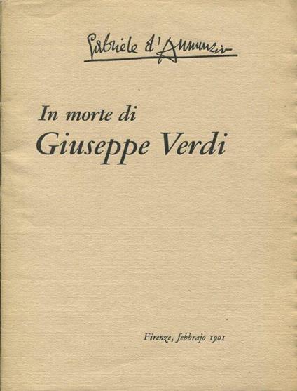 In morte di Giuseppe Verdi - Gabriele D'Annunzio - copertina