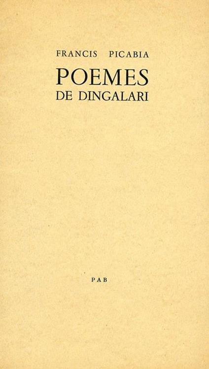 Poemes de Dingalari - Francis Picabia - copertina