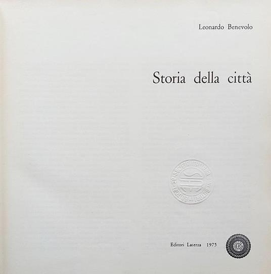 Storia della città - Leonardo Benevolo - copertina