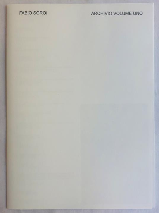 Archivio Volume Uno - copertina