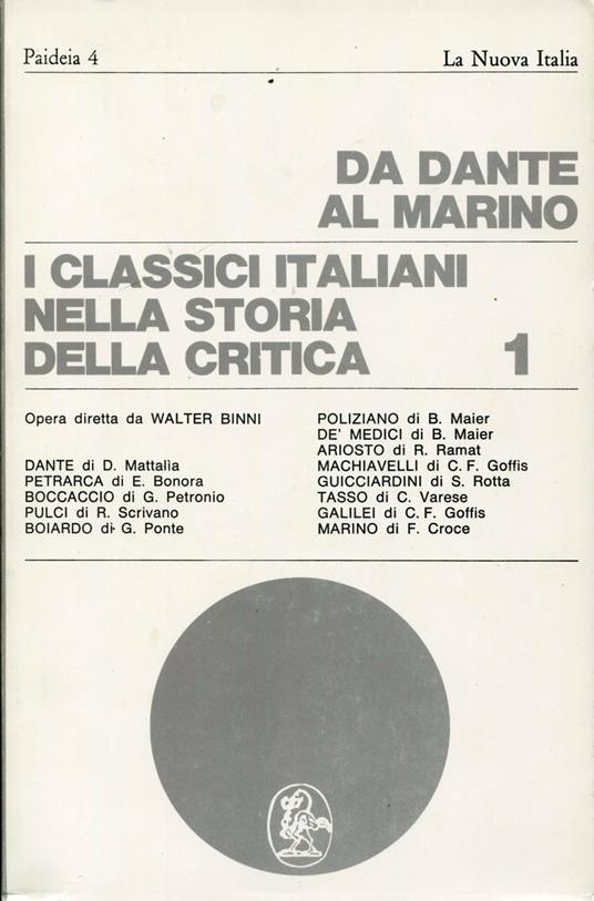 I classici italiani nella storia della critica. Volume I. Da Dante al Marino - Autori Vari - copertina